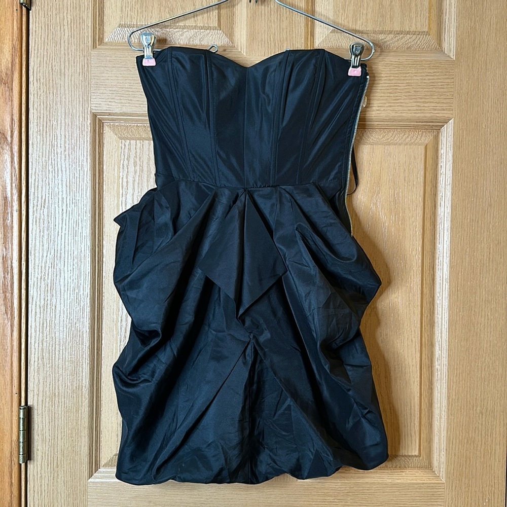 Black Multi fold taffeta mini dress